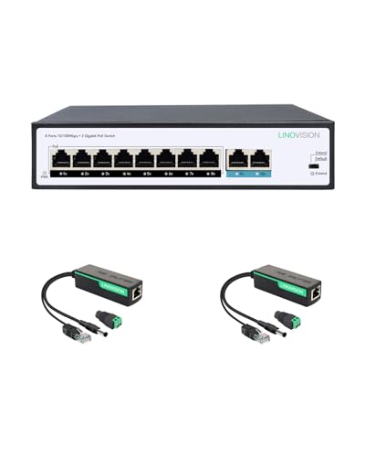 LINOVISION switch POE de 8 puertos y divisor POE DC12V miniatura 1