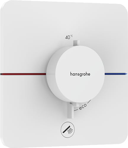 hansgrohe ShowerSelect Comfort Q - Thermostat Unterputz mit zusätzlichem Abgang, Armatur mit Sicherheitssperre (SafetyStop) bei 40° C, Thermostat, Mischbatterie für 1 Verbraucher, Mattweiß