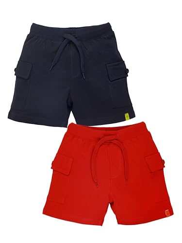 Image of KiddoPanti Boys 100% Cotton Knitted Above Knee Length Basic Cargo Shorts
