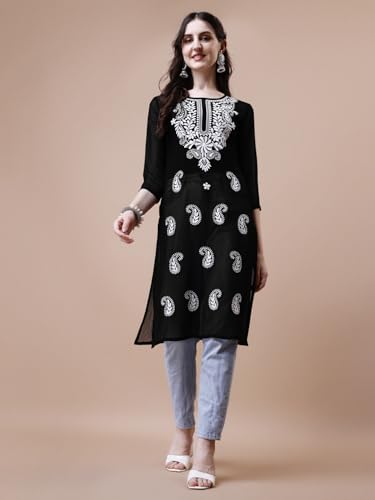 Image of EthnicJunction Women's Georgette Straight Fit Tunic Tunic