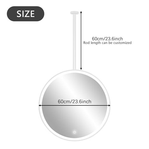 Miroir suspendu plafond LED rond pour optimiser l'espace vasque - 3