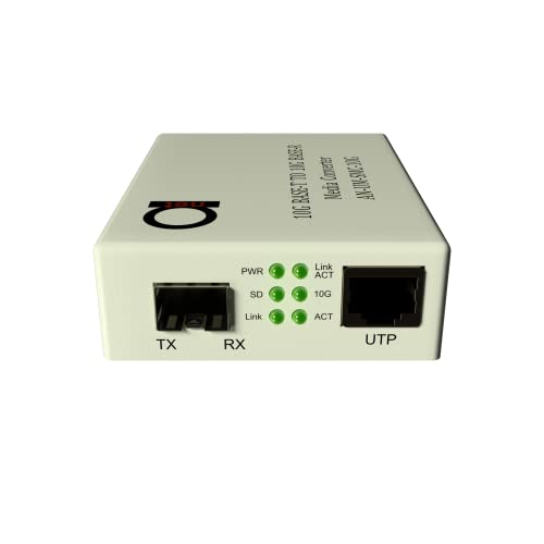 Adnet 10 Gigabit Fiber To 10G Copper Utp Ethernet Media Converter - Open Sfp+ 10Gb Slot - 10G Base-T To 10G Base-R - Cat7 Utp 1M Cable In Set - 10 Gbps Gbit Fiber Optic Converter #TOP1