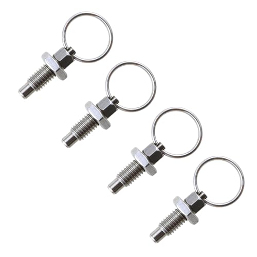 SagaSave 4 PCS Spring Plunger with Pull Ring Stainless Steel Safety Pin Spring Loaded Latch Positioning Pin for Mechanical Equipment, Chassis, Cabinets(M8)