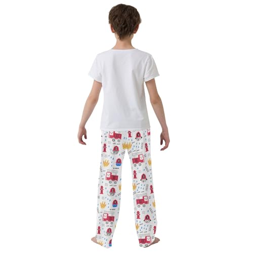 ZZXXB Firefighter Elephant Boys Long Pants Soft Trousers Elastic Waist Kids Lounge Bottoms with Pockets S-XL3