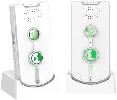 2 Way Intercom for Home Upgraded, Portable Wireless Intercom System for House with 5 Level Volume and Ringtones Adjustment Rechargeable for Hospital Hotel Office Business 2 Pack(White)