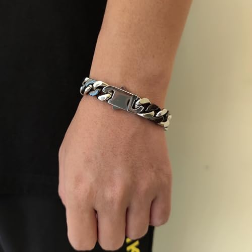 Pulsera Cuban Link para hombre, 12mm cerámica negra miniatura 2