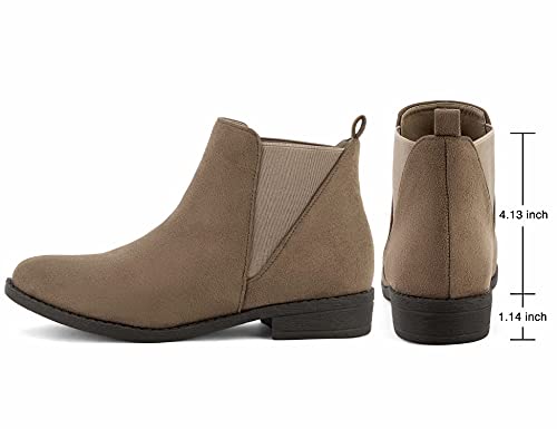 Maxmuxun Women Taupe Bootie Comfort Low Block Heel Classic Chelsea Ankle Boots Size 6 #TOP2