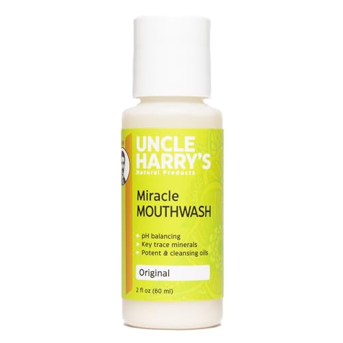 Uncle Harry's Natural Alkalizing Miracle Mouthwash | Adult & Kids Mouthwash for Bad Breath | pH Balanced Oral Care Mouth Wash & Mouth Rinse (2 fl oz)