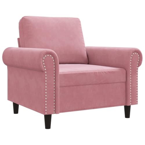 vidaXL Sillón, Silla Tapizada con Respaldo Reposabrazos, Sofá de Relax Descanso Televisión, Asiento para Salón Hogar, Terciopelo Rosa