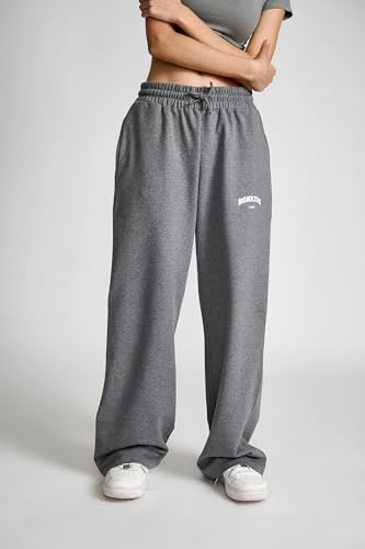 Image of Dark Grey Melange Wide-Leg