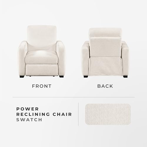 Lexicon Modern Power Recliner Chair with One-Touch Control and Charging Ports, Chenille Home Theater Seating, Wall-Hugger Reclining Chair for Living Room/Bedroom/Office, Easy Assembly, Beige