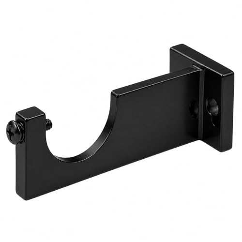 Image of Elite Aluminum Curtain Rod Brackets - Heavy-Duty Wall Mount Clamps for Curtain Rod Support for Door and Window Curtain Rods with Screw and Wall Plug - Pack of 2PCS (Curve Black)