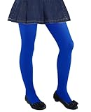 CHUNG Medias para niñas con pies 60D, varios colores, para niños, escuela, escenario, juegos, fiestas, disfraces de 1 a 13 años, Azul Real, 8-11 años