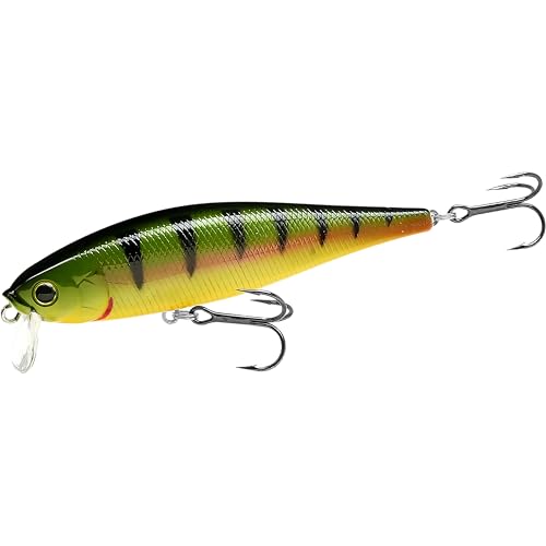 LUCKY CRAFT Pointer 100SSR, Jerkbait Side by Side Action Wobbling Freshwater Lake Bass Fishing Bait (807 Northern Yellow Perch)