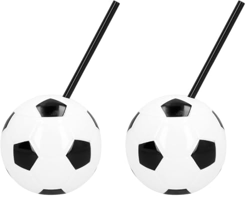 Boland - GOBELET Ballon Football avec Paille 45ML Blanc, Mulitcolor (Lot de 2)