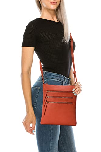 Image of Solene Crossbody Bag Functional Multi Pocket Messenger Purse Top Zip Closure Shoulder Handbag With Adjustable Strap