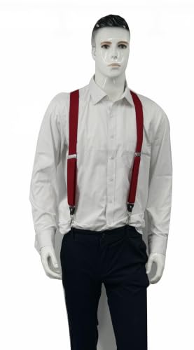 Image of Mens Suspenders with 3 Swivel Hooks Belt Loops 1.4 Inch Wide Heavy Duty Adjustable Braces