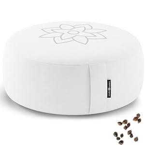 Mindful & Modern Large Meditation Cushion for Zafu Yoga – Meditation Pillow for Sitting on the Floor – Buckwheat Hull Filled Yoga Cushion with Removable, Washable 100% Cotton Cover and Carry Handle