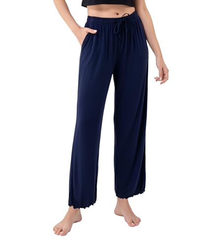 Image of DAVID ARCHY Women Pajama Pants Bamboo Rayon Comfy Cooling Lounge Sleep Flowy Casual Wide Leg Pj Bottom with Pockets 1 /2 Pack