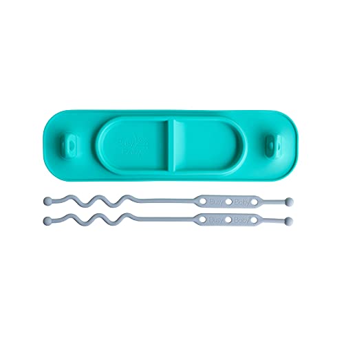 Image of Busy Baby Silicone Mini Mat, Suction Placemat for Babies & Toddlers with Adjustable Tethers, Keeps Toys Off The Floor, Dishwasher Safe, BPA Free, Includes Travel Sleeve (Spearmint)