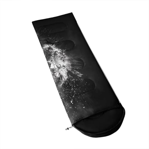Bolsa de dormir Erosebridal Rectangular para camping, 90" x 31", poliéster, capacidad individual, temporada 3, color negro y blanco miniatura 3