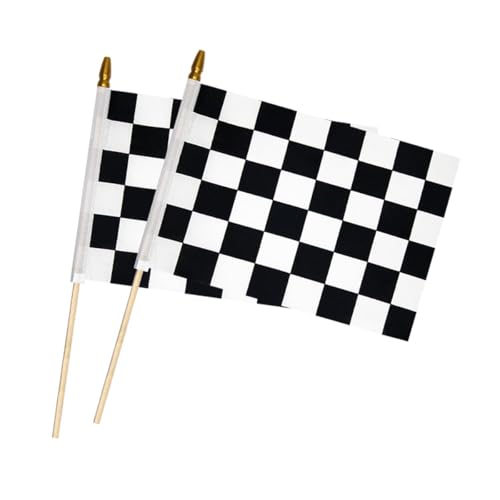 2 Pcs 812 inch Checkered Flag Black and White Racing Flag with 14.5 Inch Wood Stick - HandHeld Flag with Kid-Safe Spear Top Race Car Flags Themed Events Racing Decorations Sports Events Parties Decorations