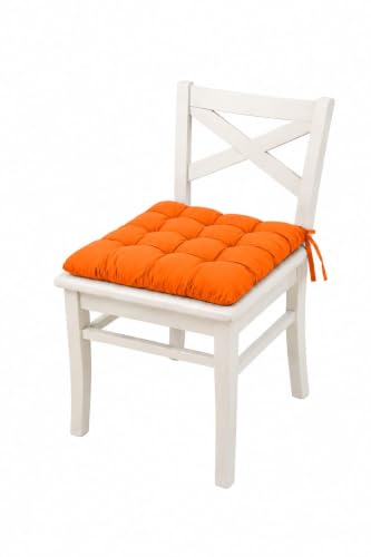 Image of A Decor Soft Cotton Chair Cushion Pad | Comfortable Washable Seat Pad for Dining, Office & Study Pad for Dining, Office & Study Chairs | Thick, Durable Sitting Cushion Chairs Pack of 1| (Orange)