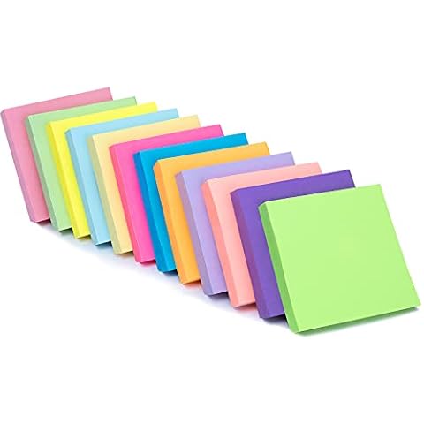 Sticky Notes, 12 Pack Stick Note Pad 12 Assorted Color Self Sticky Memo Pads for Office, School and Home Uses (Square Shape) Cover