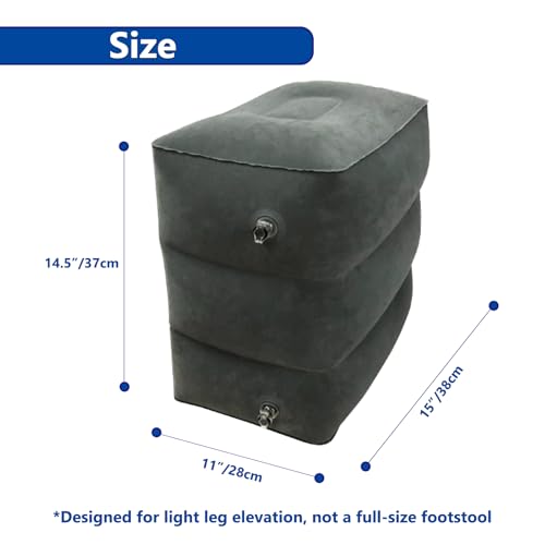 Mediss Inflatable Foot Rest Pillow, Leg Elevation Stool for Office Desk, Car, Chair, Airplane Travel Bedridden Elderly, Height Adjustable(15