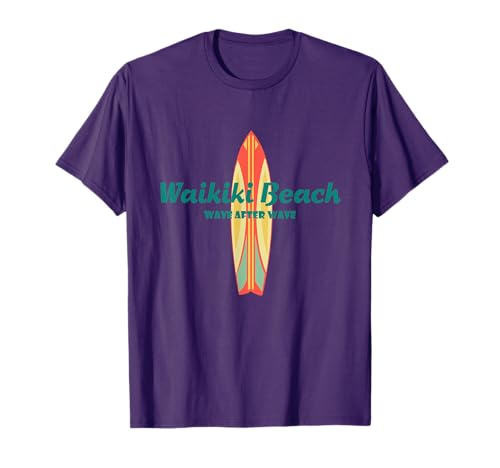 Waikiki Beach Hawaii Souvenir Retro Vintage Surf Tees Gifts T-Shirt