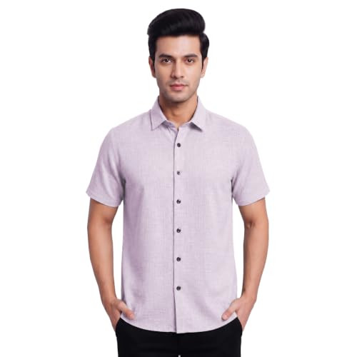 Image of TOPLOT Men's Casual Short Sleeve Button Down Shirt | Lightweight Breathable Textured Linen Formal Shirt | Summer Beach Vacation Relaxed Fit Man Shirts (5260)