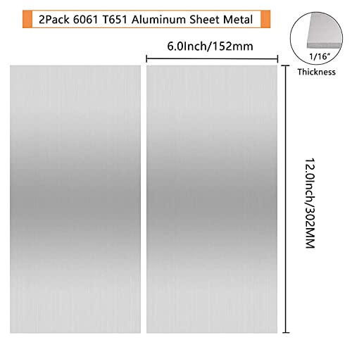 Lswteiz CEEDA-ALUMINUM-SILVER-2PCS-210922 2Pack 6061 T651 Aluminum Sheet Metal 6 Inch X 12 Inch X 1/16"(0.06") Flat Plain Thin Aluminum Plate Covered thumb #1
