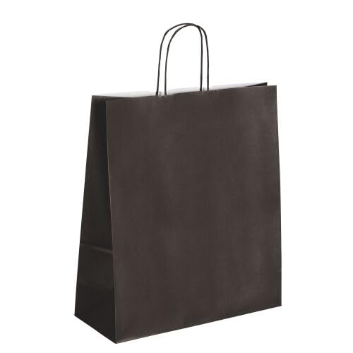 Sac magasin kraft Les "Satinés Chics" 40 x 35 x 14 cm - Carton de 50 (Noir)
