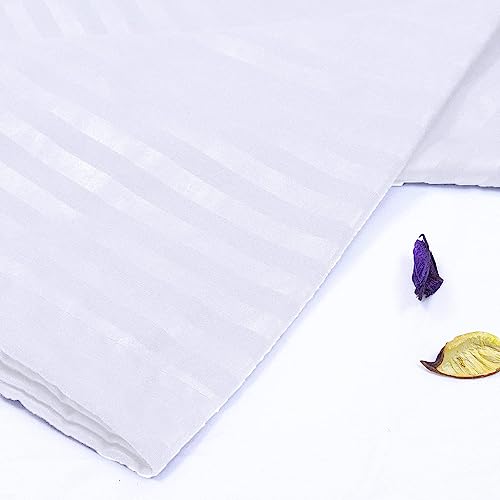 Image of House Fox Zip /Chain Cotton White Pillow Covers /Cases /Protectors (NOT Pillow) for Hotel, Guest House & B&B Set of 2 Pair Or 4 Pcs,Size -18x28 inch (Standard, White Striped)