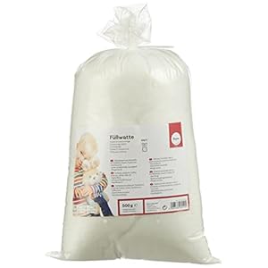 Rayher 30195000 Füllwatte hochflauschig 500 g Beutel, Füllmaterial 100 Prozent Polyester, weiß, Flocken, waschbar 95 Grad, Bastelwatte, Kissenfüllung, Füllmaterial, Stopfwatte, Weiss