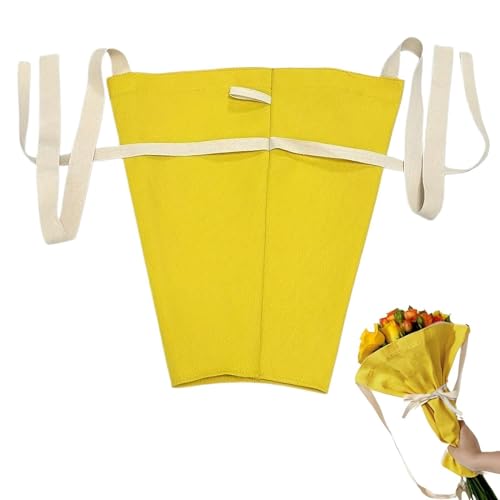 Bolsas para ramo, asa de transporte integrada, bolsa portátil reutilizable de lona, funda de envoltura de arreglos florales, bolsa de tela de algodón natural, soporte de flores para citas y decoración