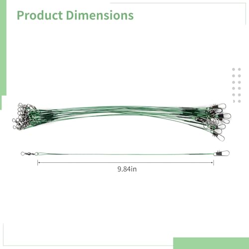 Cables líder de pesca acero 20 unidades 10 pulgadas miniatura 2