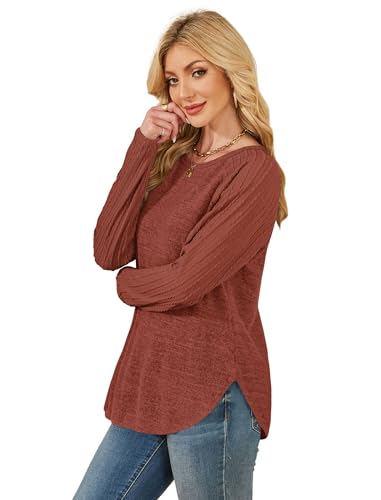Image of SAMPEEL Sweatshirt for Women Long Sleeve Shirts Crewneck Sweaters Fall Fashion Outfits 2025 Trendy Tunic Tops Plus Size
