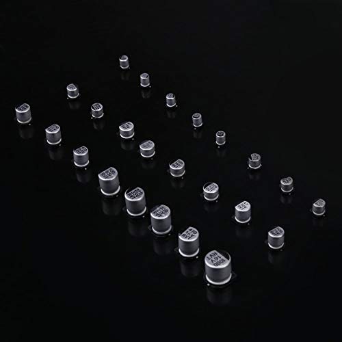 Image of 400 Pcs 24 Values Electrolytic Capacitors Assortment Kit 24 Different Types SMD Bypass Low Frequency Aluminum with Storage Box 1uF - 1000uF