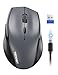 TECKNET PRO Kabellose Maus Wiederaufladbar, Silent Funkmaus 6400 DPI, 2,4 GHz Computermaus, Ergonomische Griffe, 6 Tasten, Tragbar Maus für PC, Laptop,Chromebook, Mac-Grau