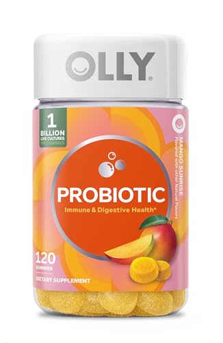 Image of OLLY Probiotic Gummy, Immune and Digestive Support, 1 Billion CFUs, Chewable Probiotic Supplement, Mango, 60 Day Supply - 120 Count