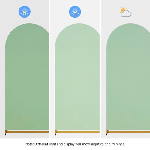 Image of SoarDream Sage Green Wedding Arch Backdrop Cover 6.6FT Spandex Fitted Sage Green Wedding Arch Covers Round Top Chiara Arches Backdrop Cover Fabric for Birthday Balloon Party Decoration