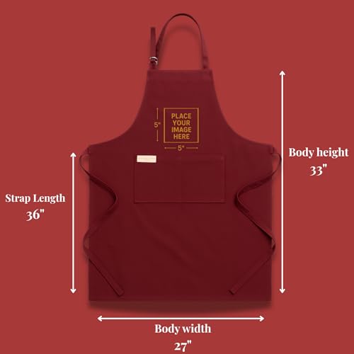 Image of Personalized Custom Apron - 100% Cotton, Adjustable Neck strap, Large Pocket - Unisex Apron for Men & Women - Cooking, Baking, BBQ, Customizable