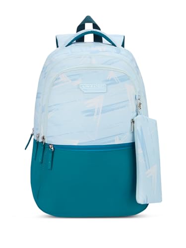 Lavie Sport Brushstrokes 36L Blue Backpack | Fits Upto 15 Inch Laptop | Organizer & Bottle Holder |Rain Cover |Pencil Pouch | Gift for Men, Women, Boys, Girls | Laptop Sleeve for School & College
