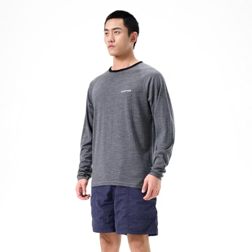 [SHEEP RUN] Men's Merino Raglan Long Sleeve T-Shirt for Outdoor and Sports