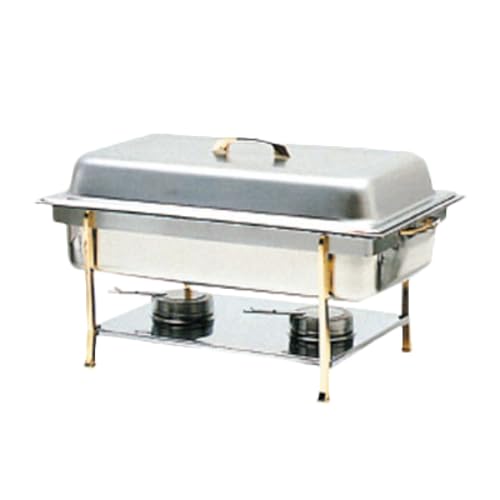 A-to-Z Supply SLRCF0840 Chafer, Full Size, 8 Quart, Rectangular, Lift-Off Cover, Brass Trimmed, Stainless Steel