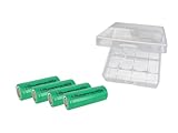 PowerSmart Lot de 4 batteries 2250 mAh Capacité réelle 18500 Batterie Accu, avec boîtes de rangement