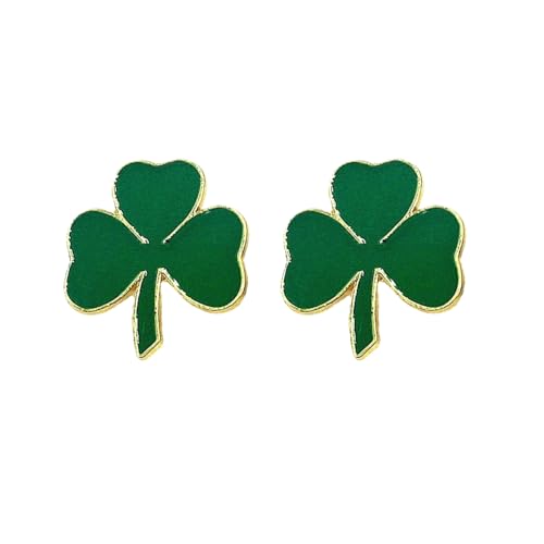 JUFYVO 2pcs Green St. Patrick's Day Enamel Lapel Pin Good Luck Shamrock Pin Brooches 3 Leaf Clover Lapel Pin Irish Shamrock Label Brooch for Lucky Decor Dress Accessories