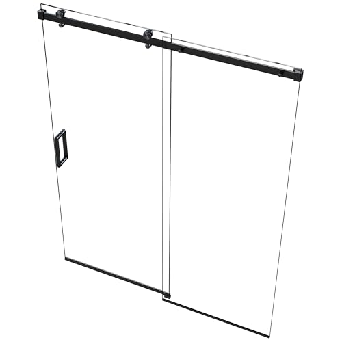 EUROTECH SHOWERS Euroglide ANZA-100 Frameless Shower Door 56-59.25 Width x 76 Height with 1/4 (6mm) Clear Tempered Glass (Matte Black)