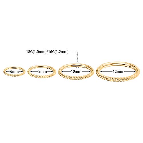 Arowro Rook Helix Daith Cartilage Tragus Earrings Nose Ring 16G 6Mm Stainless Steel Gold Sleeper Earring Septum Clicker Conch Piercing Jewelry #TOP2